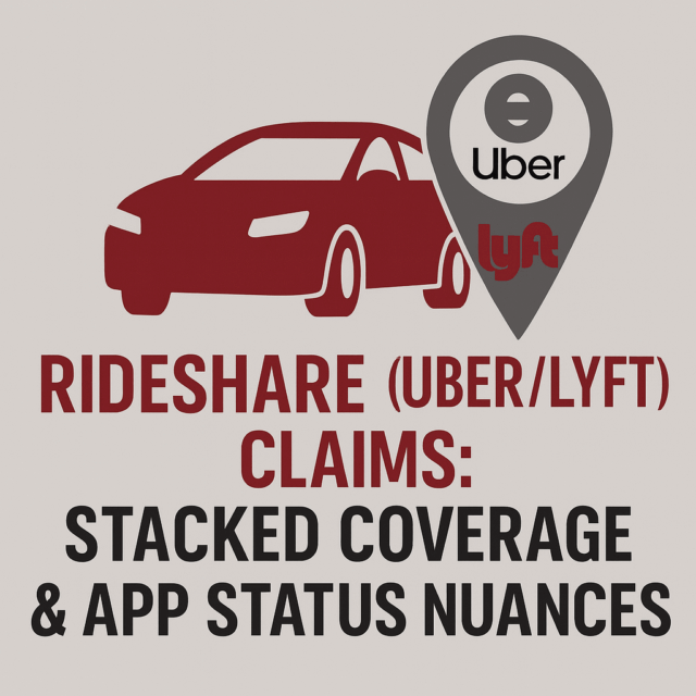 Rideshare (Uber/Lyft) Claims: Stacked Coverage & App Status Nuances